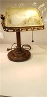 Desk Lamp Glass Shade Bronze Finish