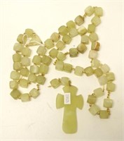 Large green hardstone set of Rosary beads