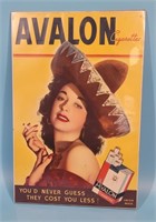 Avalon Cigarettes Woman w Sombrero Adv Poster