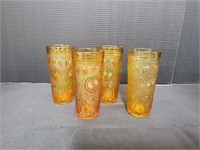 (4) Vintage Indiana Glass Amber Tumbler Glasses