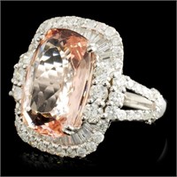 7.02ct Morganite & 1.96ctw Diam Ring in 18K Gold