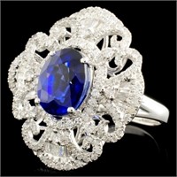 3.51ct Sapphire & 1.15ctw Diamond Ring in 14K Gold