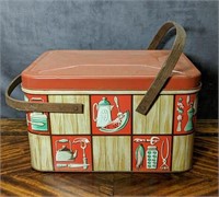 Vintage Metal Decoware Picnic Basket Bread box