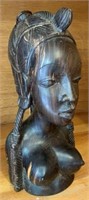 Carved Wood (Ebony?) Bust of an African Woman