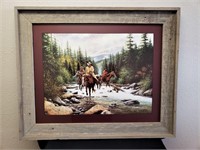 Large Western Cowboy Print Barnwood Frame