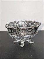 Vintage Footed Glass Bowl W/ Platnium