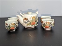 Vintage Sanford Oriental Peacock Tea Pot w/ 4 Cups