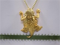 Gold Color Horny Toad Necklace