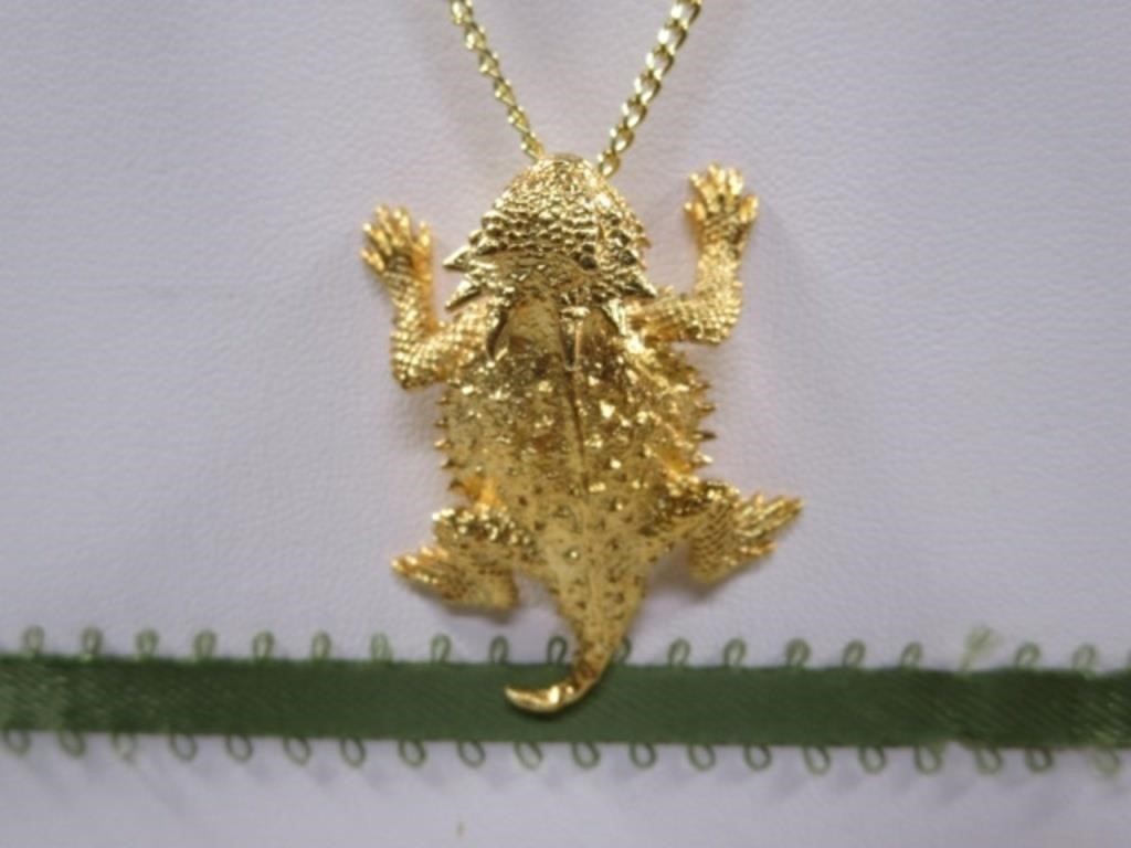 Gold Color Horny Toad Necklace