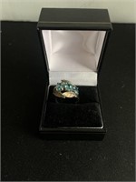 14k White Gold Ring with Blue Spinel Stones