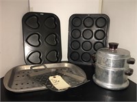 BAKING PANS, VINTAGE STEAMING POT, AND MORE