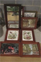 Selection of Framed Items Walnut Frames