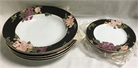 9 Fitz And Floyd Plates, Cloisonne Peony