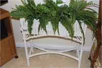 white whicker plant stand