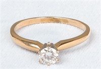 14K Yellow & White Gold Diamond Solitaire Ring