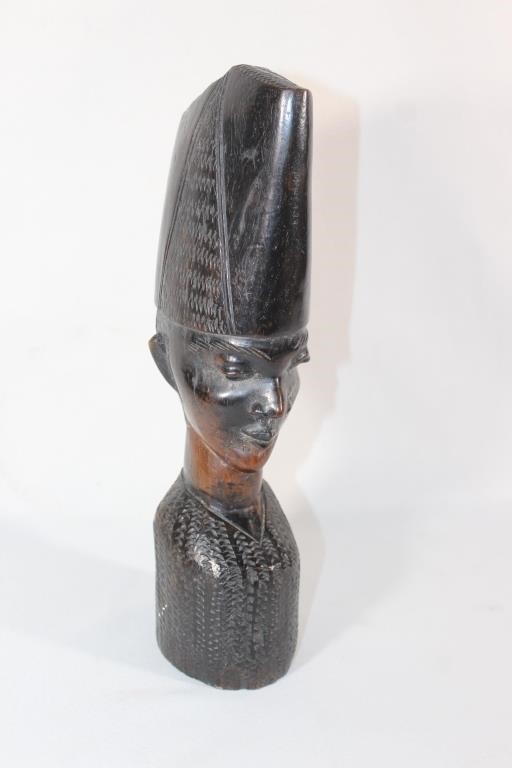 Wood African Man's Head Statue - Teak?