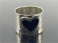 Sterling silver hammered heart ring