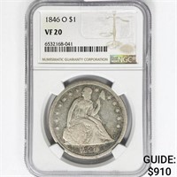 1846-O Seated Liberty Dollar NGC VF20