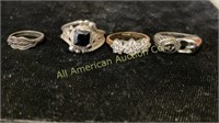 Four vintage rings, various sizes, etc,