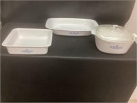 3 Pieces Of Corning Ware,Blue and White