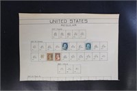 US Stamps 1850s-1890s Used on pages, a few Mint hi