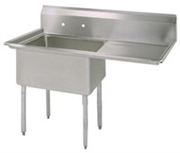 STAINLESS STEEL 1 COMPARTMENT SINK W/ 24"RIGHT