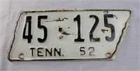 White 1952 TN license plate