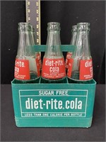 Vintage Plastic Diet Rite Carrier w/ Bottles