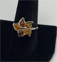 925 Silver Amber Ring size 9
