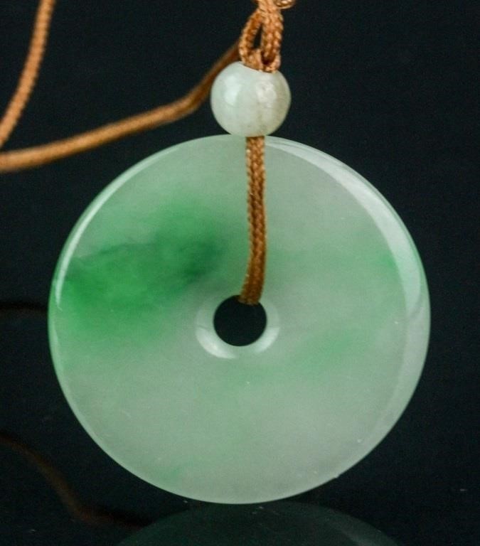 Burma Green Jadeite Carved Peace Pendant