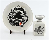 Italian Decorated Scent bottle and plate