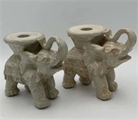pr. 7" pottery elephant candle stands