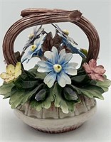 Capodimonte floral basket centerpiece
