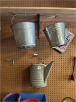 Galvanized watering and 2 buckets
