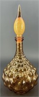 Beautiful Empoli Amber Bubble Genie Decanter 14”