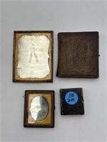 LOT OF 4 ANTIQUE AMBROTYPES IN CASES