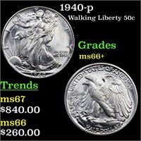 1940-p Walking Liberty 50c Grades GEM++ Unc