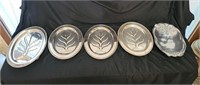 5 Silver Plate and Aluminum Serving Trays