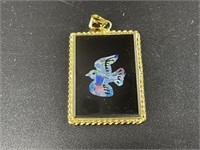 Necklace pendant with gold tone frame, with beauti