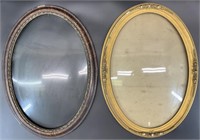 2 Antique Convex Glass Wood Frames