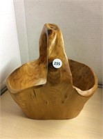 Wood hand carved basket