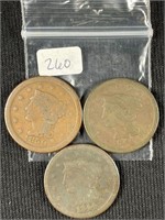 1844 1849 & 1850 Large Cent