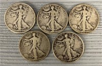 (5) Liberty Half Dollars