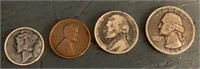 1944 Quarter, Nickel, Dime, Penny