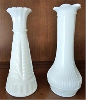 Pair milkglass vases 1 is Randall 50s-60s tallest