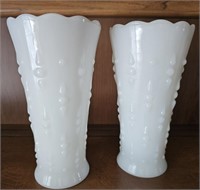 Pair milkglass vases not marked 7"h