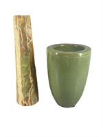 An Onyx Stone Vase & Ceramic Vase