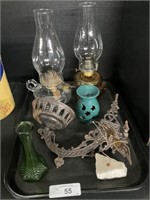 Cast Iron Oil Lamp Swing Holder, Glass Oil Lamps.