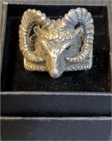 Sterling Silver Ram Head Ring