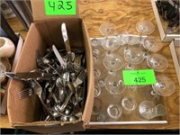 GLASS STEMWARE AND STAINLESS CUTLERY